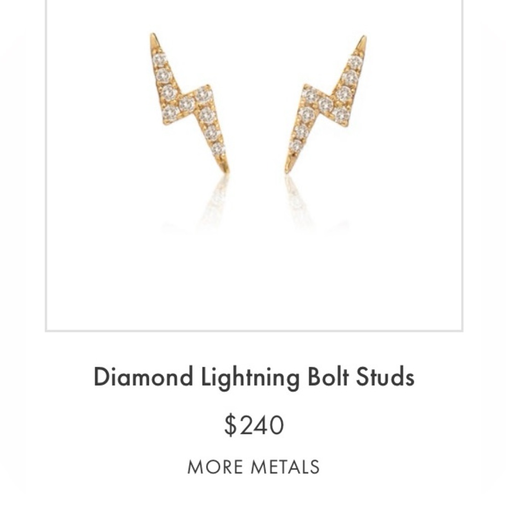 14k Gold and Diamond Lightning Bolt Stud Earrings